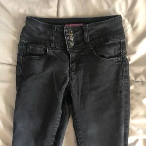 all black skinny Wax Jeans